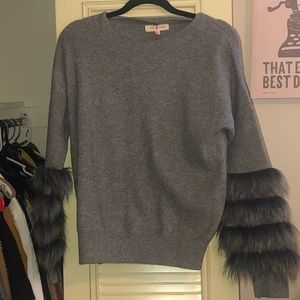 Grey Knit with faux fur detail